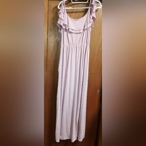 NWOT Elegant Pink Ruffle Maxi Dress